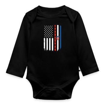 Balkan Croatia Holiday Travel Croatian Saying - Organic Longsleeve Baby Bodysuit - black - Front