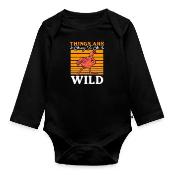 Flamingo Party Things are going to be Wild - Baby Bio-Langarm-Body - Schwarz - Vorne