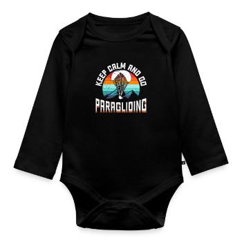 Gleitschirmfliegen Keep Calm and go Paragliding - Organic Longsleeve Baby Bodysuit - black - Front