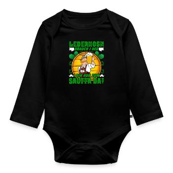 Lederhosn brauch I ned bin nur zum Sauffa da! - Baby Bio-Langarm-Body - Schwarz - Vorne