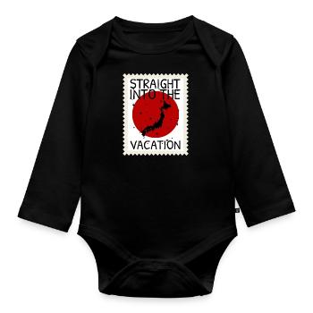 Japan Flag Used Look Nihon Japanese Flag - Organic Longsleeve Baby Bodysuit - black - Front