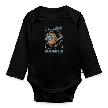 Jewish cuisine Salmon Bagel Israel Kosher - Organic Longsleeve Baby Bodysuit - black - Front