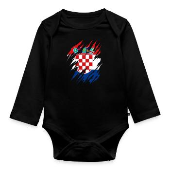 Croatia flag Adriatic Zagreb Croatian flag - Organic Longsleeve Baby Bodysuit - black - Front