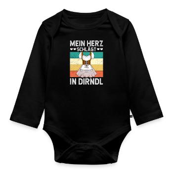 Deutschland Mein Herz schlägt in Dirndl Frauen - Baby Bio-Langarm-Body - Schwarz - Vorne