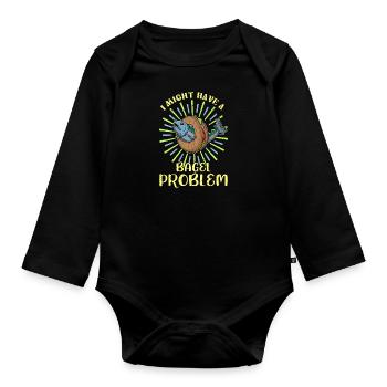 Israel Cuisine Delicatessen Salmon on Bagel - Organic Longsleeve Baby Bodysuit - black - Front