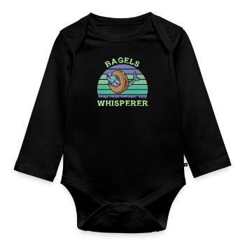 Kosher Salmon on Bagel Saying Israel Food - Organic Longsleeve Baby Bodysuit - black - Front