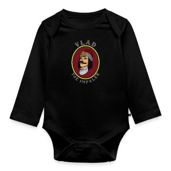 Rumänien Vlad Tepes impaler Dracula Vampir - Baby Bio-Langarm-Body - Schwarz - Vorne