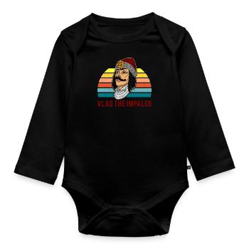 Dracula, Vampire, Vlad Tepes, Romania, Balkans - Organic Longsleeve Baby Bodysuit - black - Front