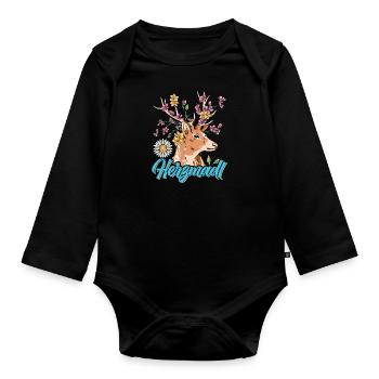 Herzmadl Trachten Shirt Frauen - Body Bébé bio manches longues - noir - Devant