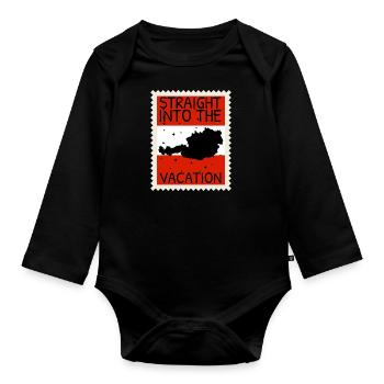 Austria Flag Austria Austrian Flag AT - Organic Longsleeve Baby Bodysuit - black - Front