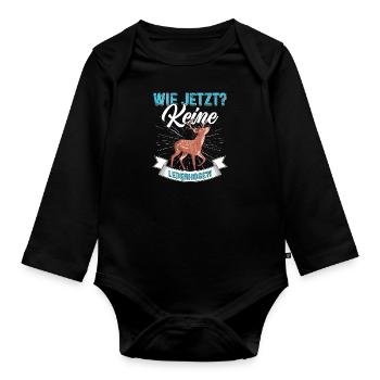 Wie Jetzt? Keine Lederhose Trachten - Baby Bio-Langarm-Body - Schwarz - Vorne