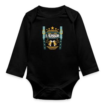 Lederhosen Lausbua Bayerisch Trachten Shirt Herren - Organic Longsleeve Baby Bodysuit - black - Front