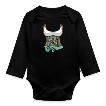 Dirndl Bayerisches Trachten Shirt Frauen Bayern - Body Bébé bio manches longues - noir - Devant