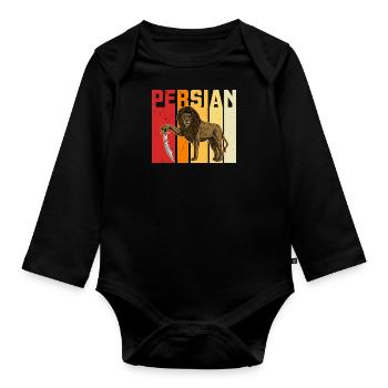 Persia Persian Lion Sun Iran History - Organic Longsleeve Baby Bodysuit - black - Front