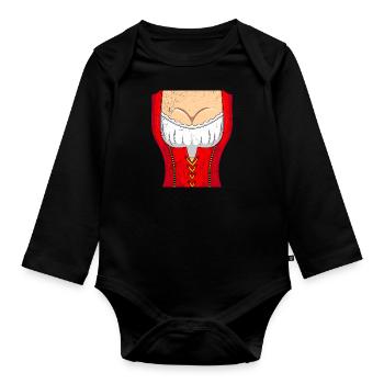 Dirndl Bayerisch Trachten Shirt - Organic Longsleeve Baby Bodysuit - black - Front