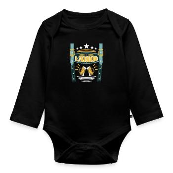 Lederhosen Lausbua Bayerisch Trachten Shirt Herren - Baby Bio-Langarm-Body - Schwarz - Vorne