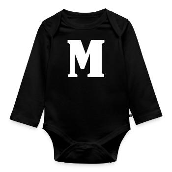 M - Organic Longsleeve Baby Bodysuit - black - Front
