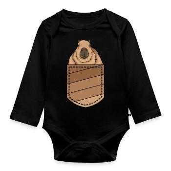 Animal Lover Cadeau Cute Chest Bag Capybara - Body Bébé bio manches longues - noir - Devant