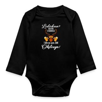 Lederhosn Ned mei Gschmack Shirt - Baby Bio-Langarm-Body - Schwarz - Vorne