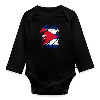 Cuba Drapeau Caraïbes Vacances Cuba Voyage La Havane - Body Bébé bio manches longues - noir - Devant