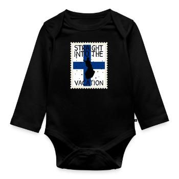 Finland Flag Suomi Finnish Flag Used Look - Organic Longsleeve Baby Bodysuit - black - Front