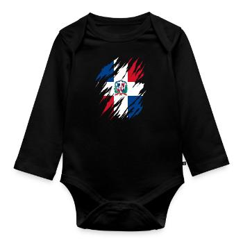 Dominikanische Republik Flagge Dom Rep Fahne Reise - Baby Bio-Langarm-Body - Schwarz - Vorne
