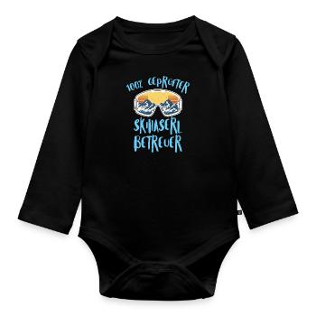 Skihasen 100 % Geprüfter Skihaserl Betreuer - Baby Bio-Langarm-Body - Schwarz - Vorne