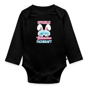 Spécialiste officiel du lapin de ski oreilles de lapin femme - Body Bébé bio manches longues - noir - Devant