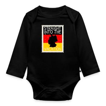 Deutschland Flagge Deutsche Fahne Used Look Heimat - Baby Bio-Langarm-Body - Schwarz - Vorne