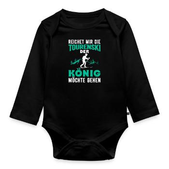 Skibergsteiger Reichet mir Tourenski Ski Tour - Baby Bio-Langarm-Body - Schwarz - Vorne