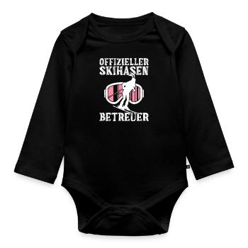 Offizieller Skihasen Betreuer Apres Party - Baby Bio-Langarm-Body - Schwarz - Vorne