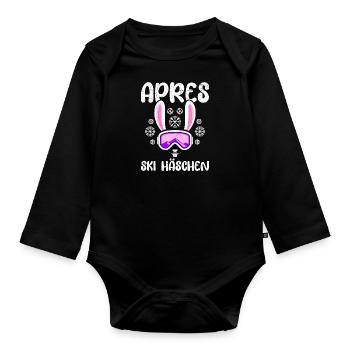 Apres Skihäschen Skihasen Skifahren Frauen - Baby Bio-Langarm-Body - Schwarz - Vorne