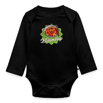 Korean Cuisine Bibimbap Kimchi Asian Bowl - Organic Longsleeve Baby Bodysuit - black - Front