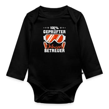 Winter Sport 100 % Geprüfter Skihaserl Betreuer - Baby Bio-Langarm-Body - Schwarz - Vorne