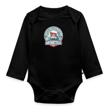 Antarctica south pole expedition - Organic Longsleeve Baby Bodysuit - black - Front