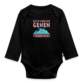 Skibergsteiger Echte Mädchen Gehen Tourenski - Baby Bio-Langarm-Body - Schwarz - Vorne