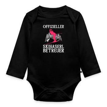 Offizieller Skihasen Betreuer Apres Party - Baby Bio-Langarm-Body - Schwarz - Vorne