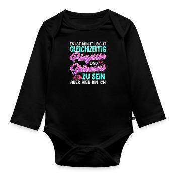 Skihasen Nicht Leicht Prinzessin und Skihaserl - Baby Bio-Langarm-Body - Schwarz - Vorne