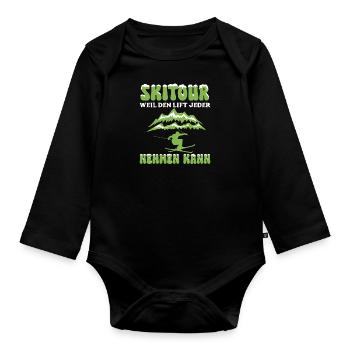 Skitour Weil den Lift Jeder Nehmen Kann - Baby Bio-Langarm-Body - Schwarz - Vorne