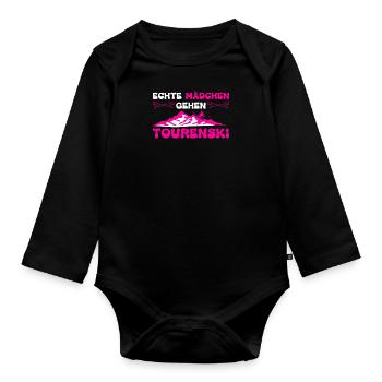 Skibergsteiger Echte Mädchen Gehen Tourenski - Baby Bio-Langarm-Body - Schwarz - Vorne
