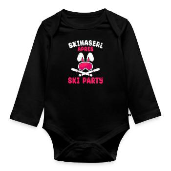 Skihaserl Apres Ski Party Skihasen Skifahren - Baby Bio-Langarm-Body - Schwarz - Vorne