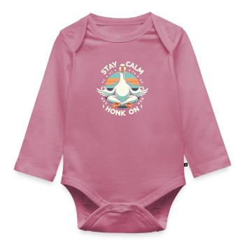 Ruhig bleiben Gans - Baby Bio-Langarm-Body - Mauve - Vorne
