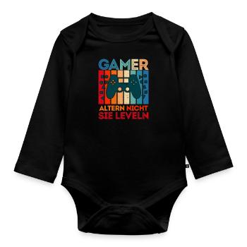 Gamers Don't Age Them Leveling B-Day Video Players - Organic Longsleeve Baby Bodysuit - black - Front