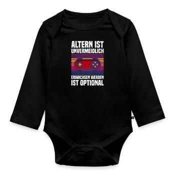 Altern ist Unvermeidlich Retro Zocker B-Day - Baby Bio-Langarm-Body - Schwarz - Vorne