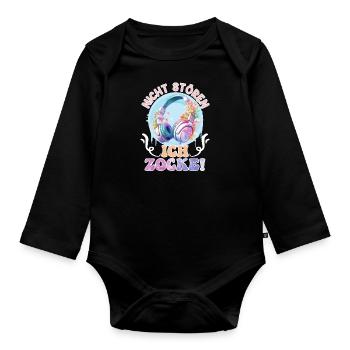 Gamer Nicht Stören Ich Zocke! Video Games - Baby Bio-Langarm-Body - Schwarz - Vorne
