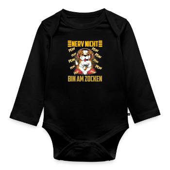 Gaming Hund Nerv nicht bin am Zocken Videospiel - Baby Bio-Langarm-Body - Schwarz - Vorne