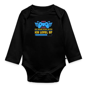 Retro Gamer Werde nicht Älter Ich Level Up - Baby Bio-Langarm-Body - Schwarz - Vorne