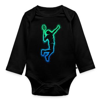 Joueurs de badminton Badminton Enfants Garçons Badminton - Body Bébé bio manches longues - noir - Devant