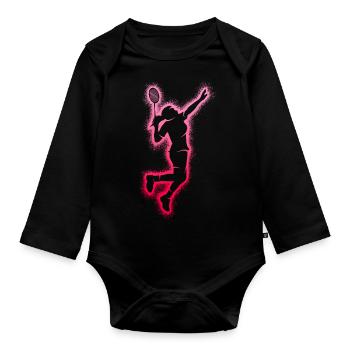Joueur de badminton Badminton Filles Badminton - Body Bébé bio manches longues - noir - Devant