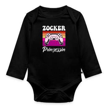 Gamer Princess Joueur vidéo Jeux vidéo - Body Bébé bio manches longues - noir - Devant